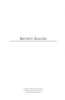 Security Analysis: Principles and Technique, Second Edition