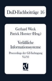 Verläßliche Informationssysteme: Proceedings der GI-Fachtagung VIS’93
