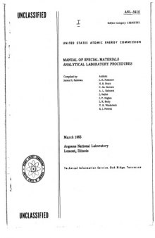 Manual of special materials analytical laboratory procedures