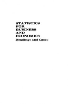 Statistics for Business and Economics Readings and Cases