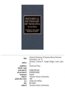 Historical Dictionary of Tanzania