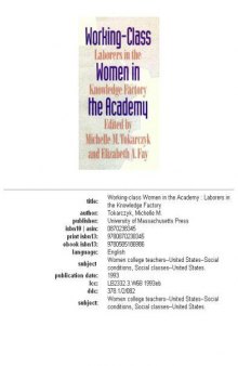 Working-class women in the academy: laborers in the knowledge factory