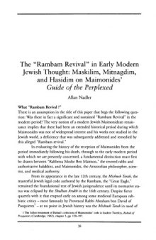 The "Rambam Revival" in Early Modern Jewish Thought: Maskilim, Mitnagdim, and Hasidim on Maimonides’ Guide of the Perplexed. (from "Maimonides after 800 Years; Essays on Maimonides and His Influence". Edited by Jay M. Harris)