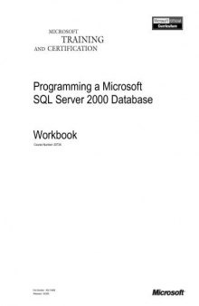 Programming a Microsoft SQL 2000 Database