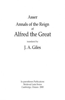 Annals of the reign of Alfred the Great, translated by J. A. Giles