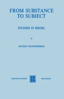 From Substance to Subject: Studies in Hegel