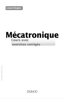 Mécatronique : cours avec exercices corrigés