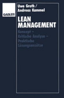 Lean Management: Konzept — Kritische Analyse — Praktische Lösungsansätze