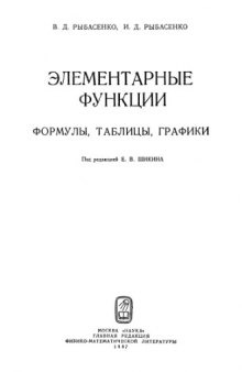 Элементарные функции. Формулы, таблицы, графики