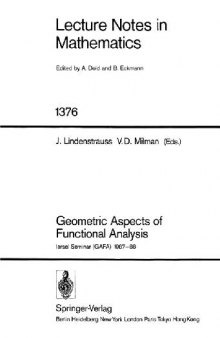 Geometric Aspects of Functional Analysis: Israel Seminar (GAFA) 1987–88