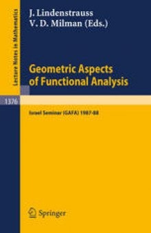 Geometric Aspects of Functional Analysis: Israel Seminar (GAFA) 1987–88