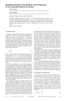 [Article] Simplified Derivation of the Hawking-Unruh Temperature for an Accelerated Observer in Vacuum