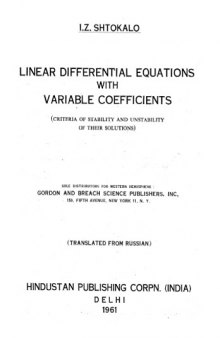 Linear Differential Equations with Variable Coefficients  