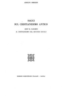 Saggi sul cristianesimo antico