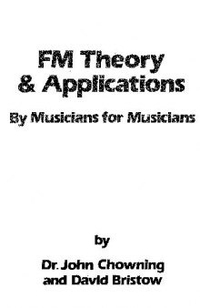 Fm Theory and Applications By Musicians for Musicians