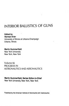 Interior Ballistics of Guns  (Progress in Astronautics and Aeronautics : Vol 66)