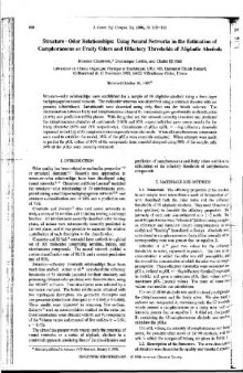 Structure-Odor Relationships[c] Using neural networks in the estimation of camphoraceous of fruity odors and olfactory thresholds of aliphatic alcohols