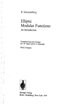 Elliptic Modular Functions: An Introduction