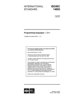 Programming languages C++ INTERNATIONAL STANDARD ISO IEC 14882 First edition 1998-09-01