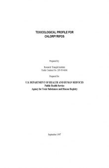 Toxicological profiles - Chlorpyrifos