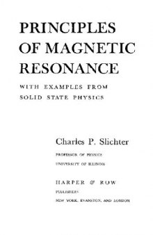 Principles of magnetic resonance. With examples from solid state physics