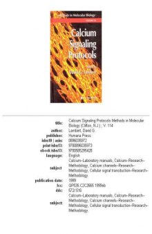 Calcium Signaling Protocols (Methods in Molecular Biology Vol 114)