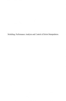 Modeling, Performance Analysis and Control of Robot Manipulators