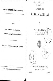 Lectures on Boolean Algebras - Van Nostrand