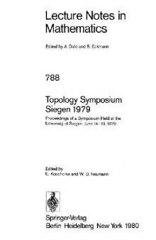 Topology Symposium Siegen 1979: Proceedings of a Symposium Held at the University of Siegen, June 14–19, 1979