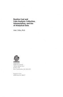 Manual 57 Routine Coal and Coke Analysis: Collection, Interpretation, and Use of Analytical Data