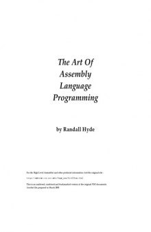 The Art Of Assembly Language Programming