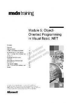 VB NET - Module 5 Object-Oriented Programming in Visual Basic NET