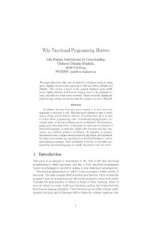 Why functional programming matters