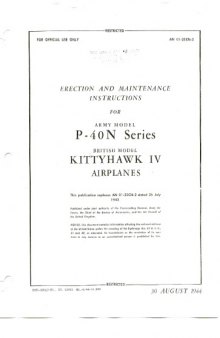Erection and Maint. Instructions for Army Mdl P-40N, British Mdl Kittyhawk IV Airplanes [AN 01-25CN-2]