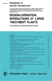 Design–Operation Interactions At Large Treatment Plants. Proceedings of a Workshop Held in Vienna