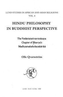 Hindu Philosophy in Buddhist Perspective (Lund Studies in African and Asian Religions,)