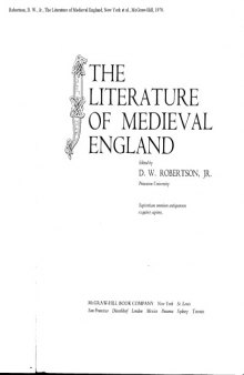 The Literature of Medieval England