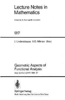 Geometric Aspects of Functional Analysis: Israel Seminar (GAFA) 1986–87