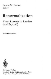 Renormalization: From Lorentz to Landau (and beyond)