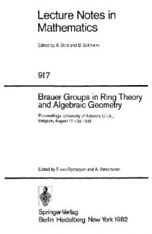 Brauer Groups in Ring Theory and Algebraic Geometry, Antwerp 1981