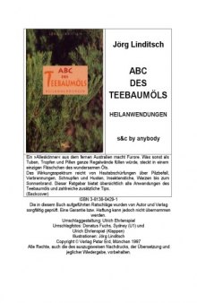 ABC des Teebaumöls. Heilanwendungen