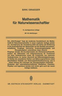 Mathematik für Naturwissenschaftler