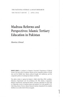 Madrasa Reforms and Perspectives : Islamic Tertiary Education in Pakistan