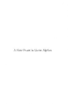 A First Course in Linear Algebra
