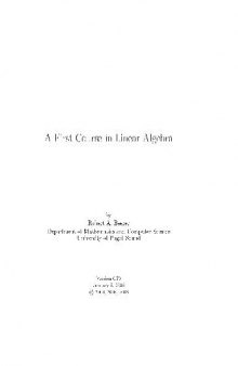 A First Course In Linear Algebra
