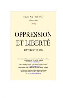 Oppression et liberte