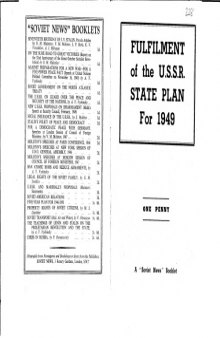 Fulfilment of the State Plan for 1949: Communique of the Central Statistical Administration of the U.S.S.R.Council of Ministers
