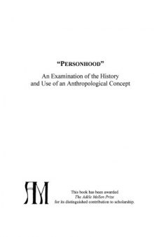 “Personhood”: An Examination of the History and Use of an Anthropological Concept