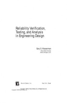 Reliability Verification, Testing, and Analysis in Engineering Design (Mechanical Engineering)