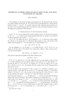 Frobenius number, Riemann-Roch structure, and zeta functions of graphs